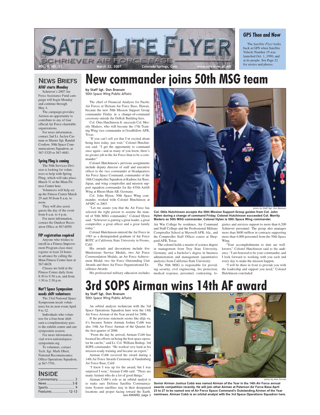 New Commander Joins 50Th MSG Team 3Rd SOPS Airman Wins 14Th AF