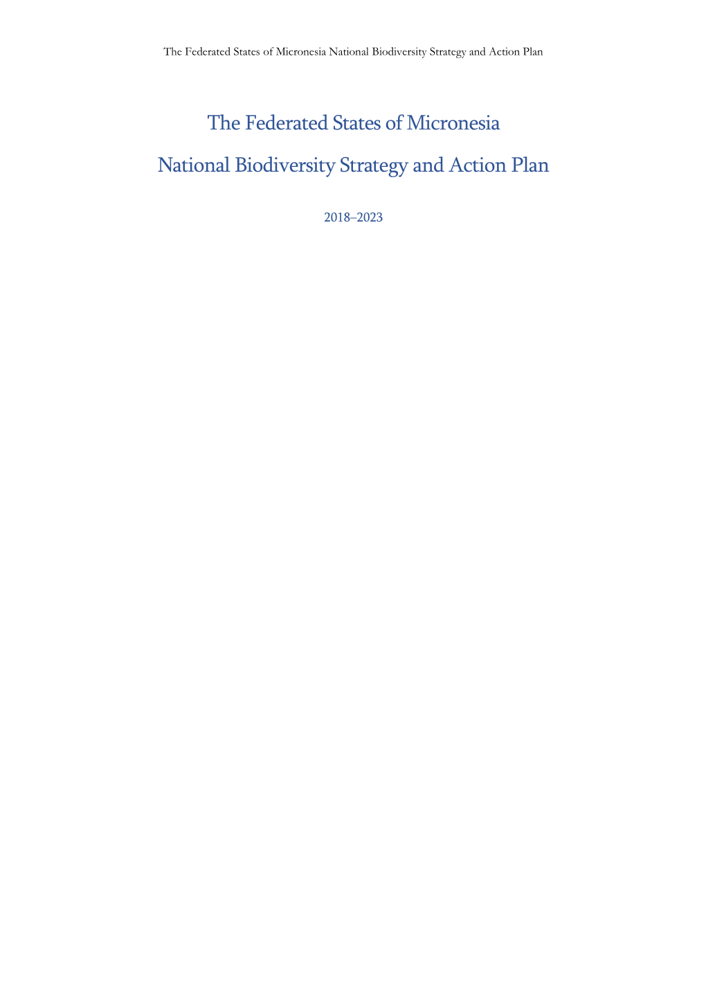 Federated States of Micronesia National Biodiversity Strategy and Action Plan