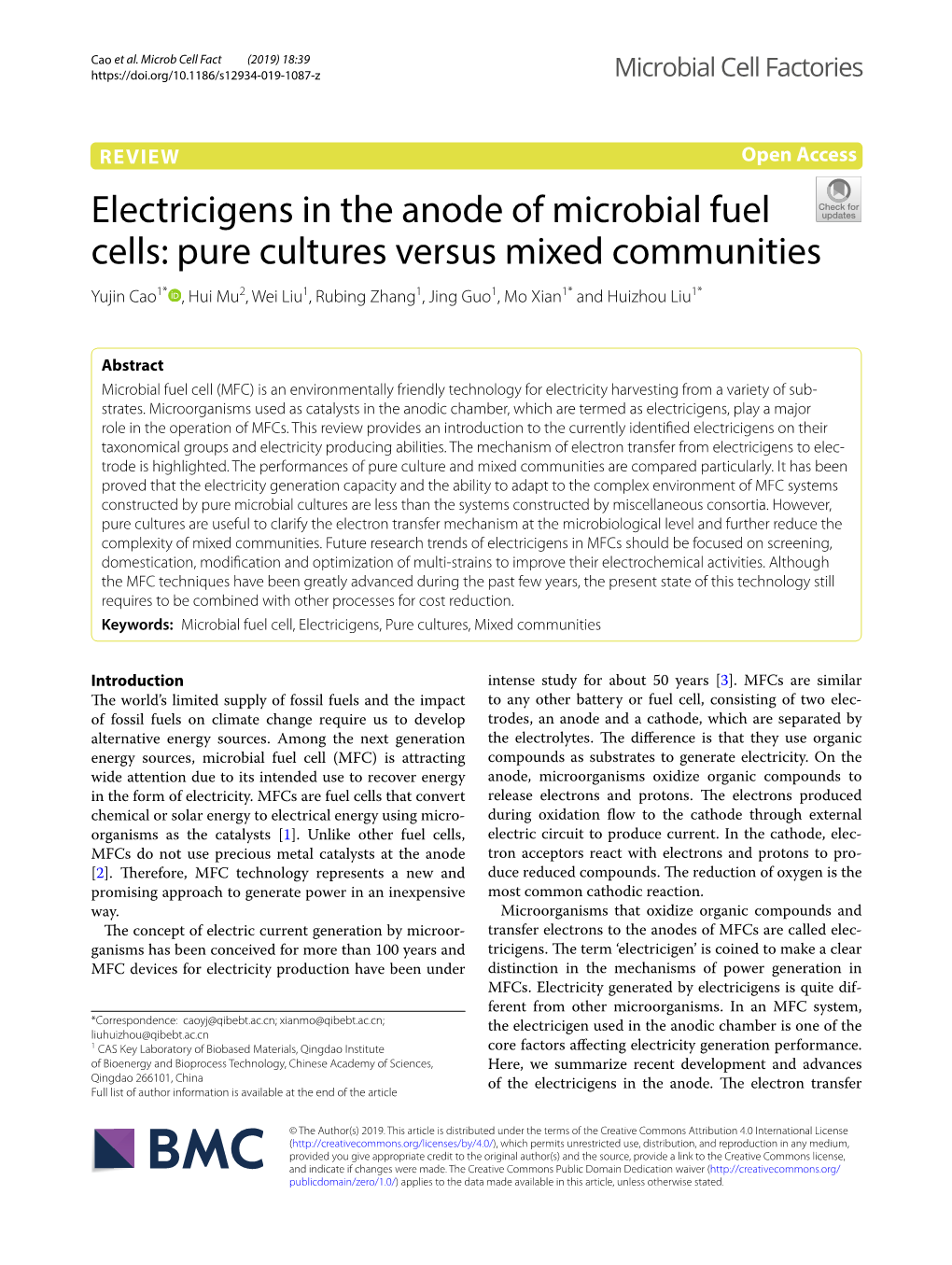 Electricigens in the Anode of Microbial Fuel Cells: Pure Cultures Versus Mixed Communities