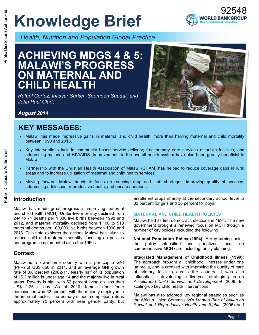 Malawi's Progress on Maternal and Child Health