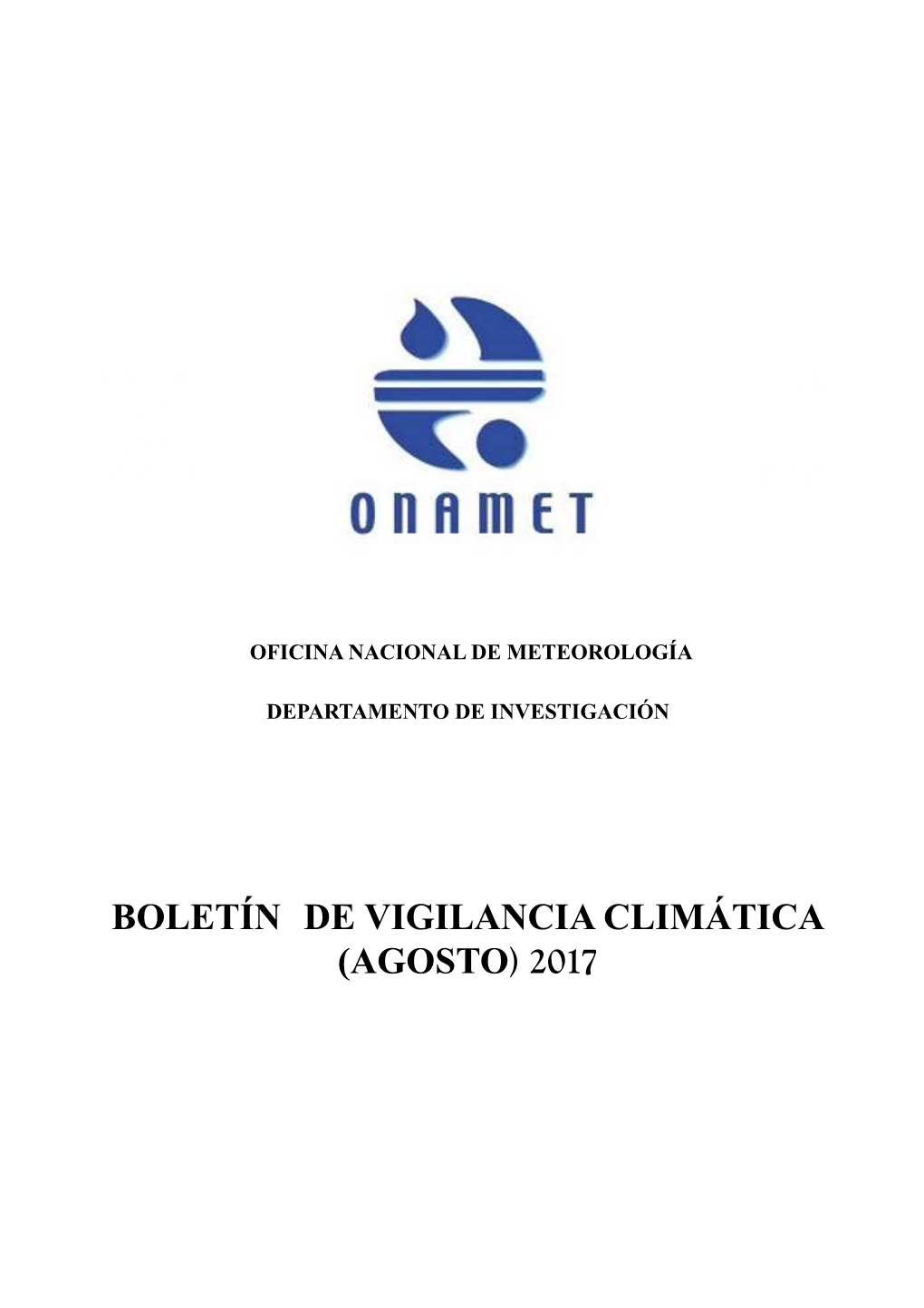 Boletín De Vigilancia Climática (Agosto) 2017