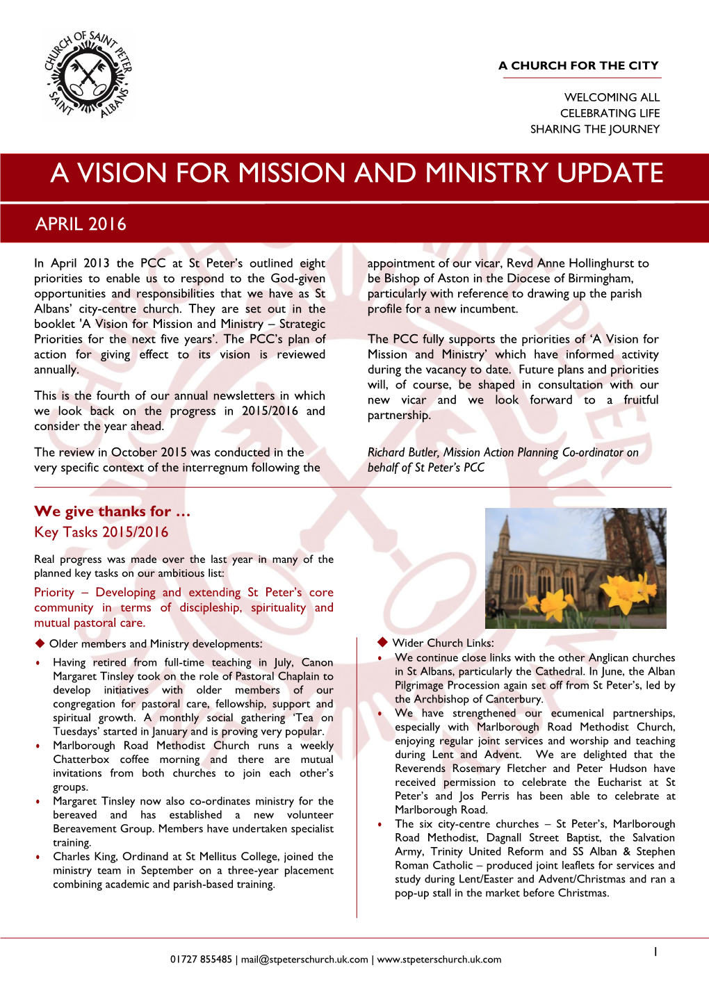 A Vision for Mission and Ministry Update
