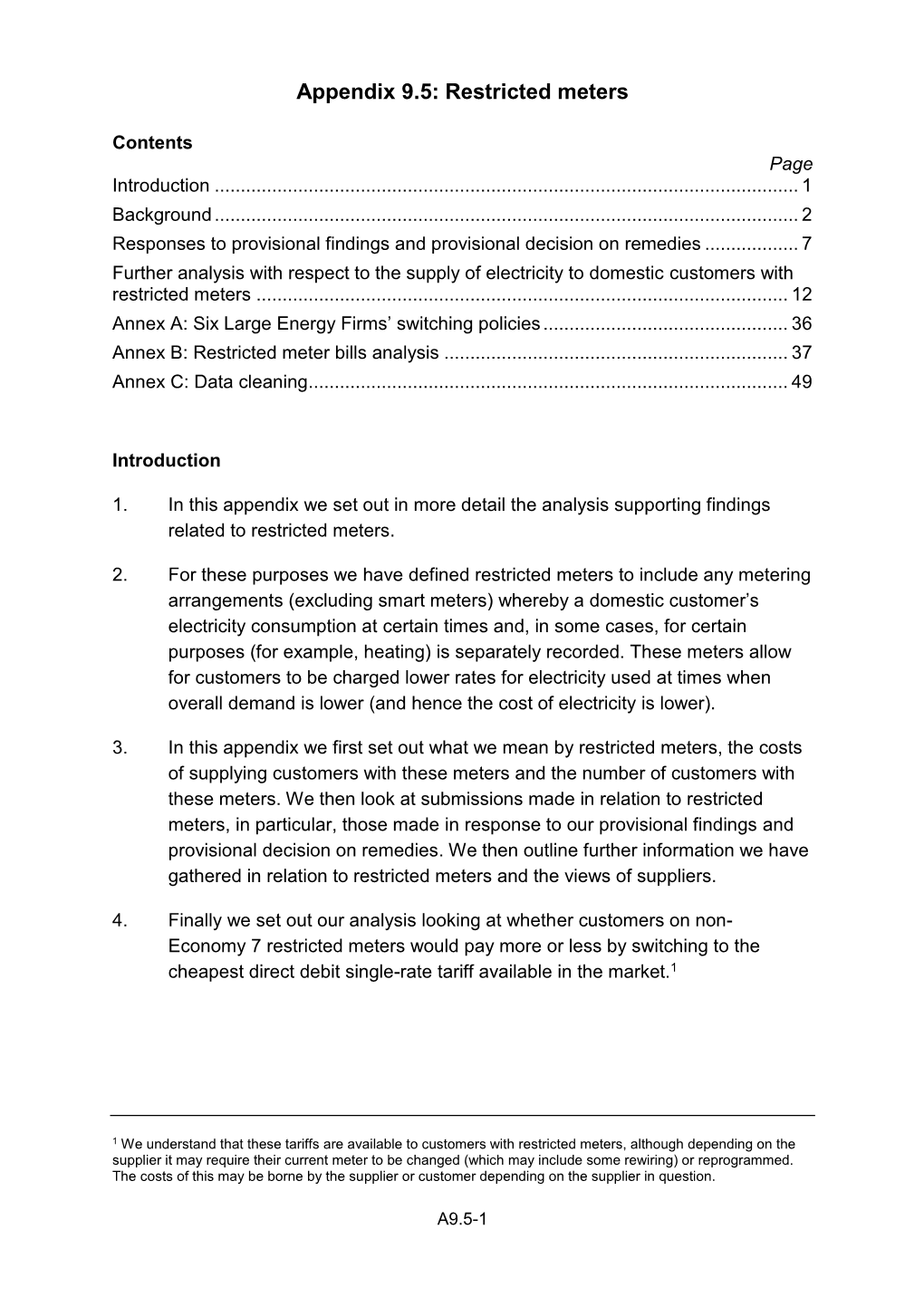 FR Appendix 9.5: Restricted Meters