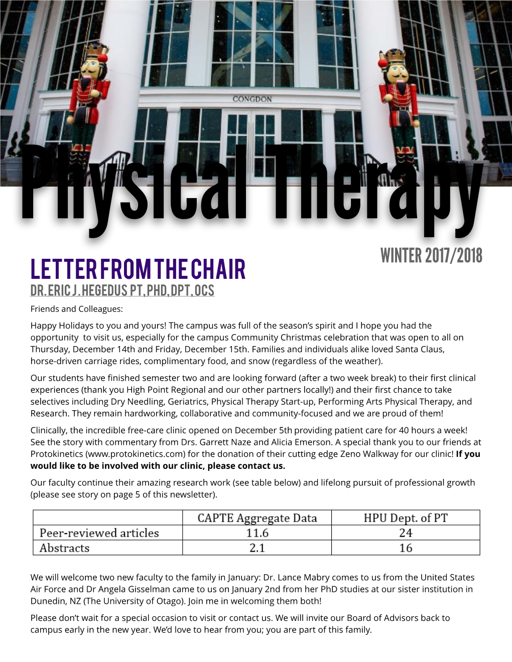 LETTER from the CHAIR Dr