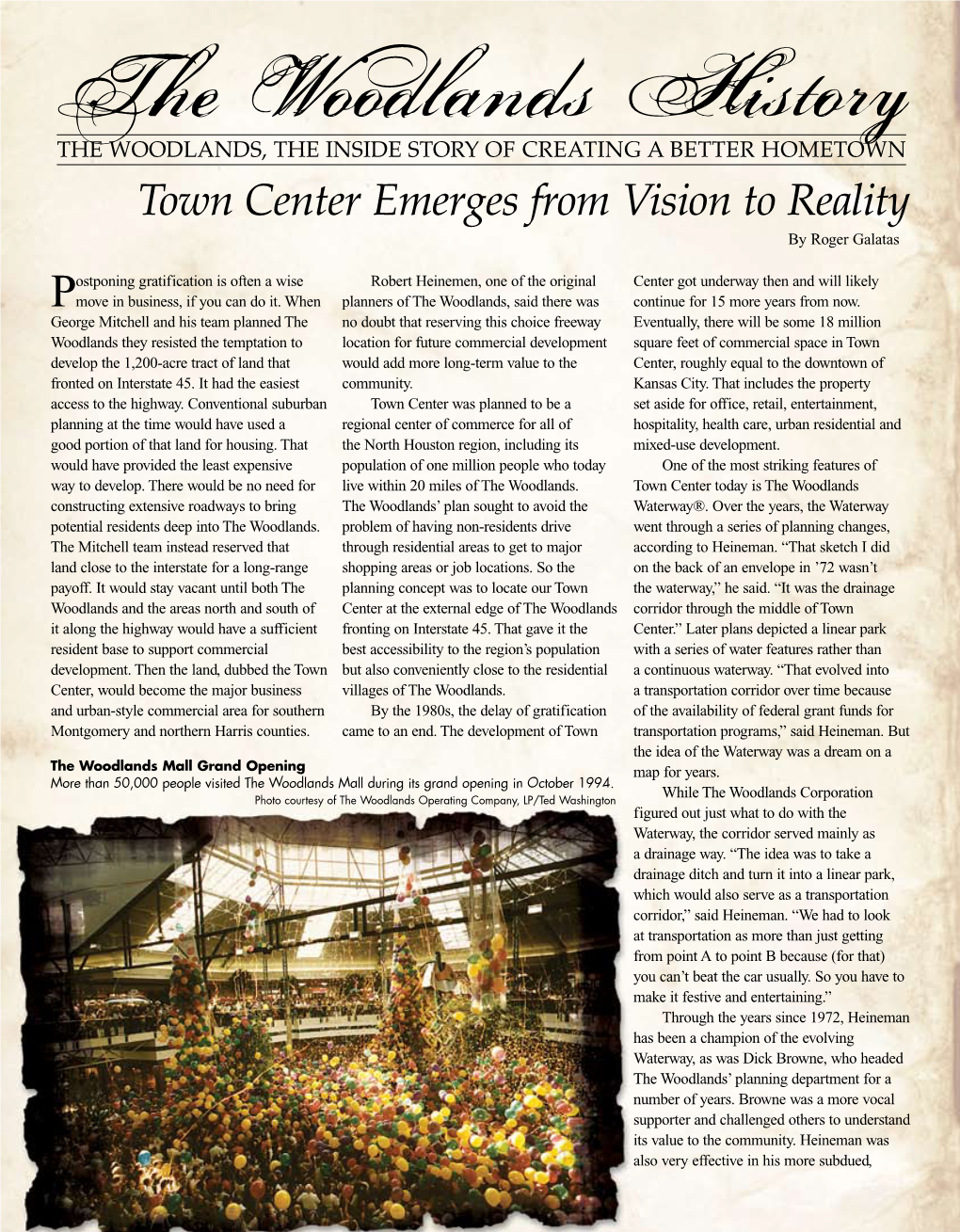 Town Center Emerges from Vision to Reality by Roger Galatas