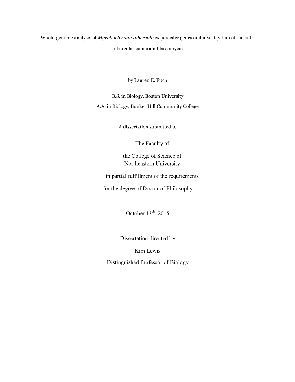 Whole-Genome Analysis of Mycobacterium Tuberculosis Persister Genes and Investigation of the Anti