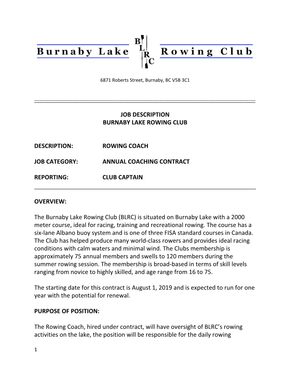 Rowing Coach Job Category