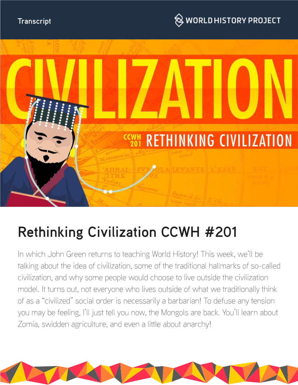 Rethinking Civilization CCWH #201