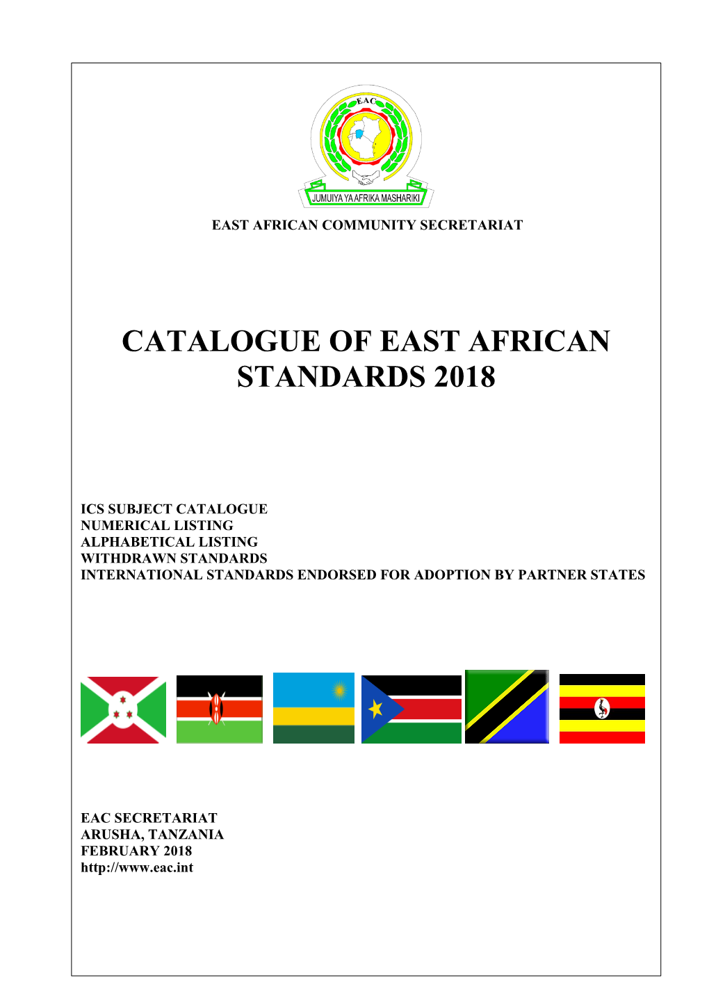 Catalogue of East African Standards 2018