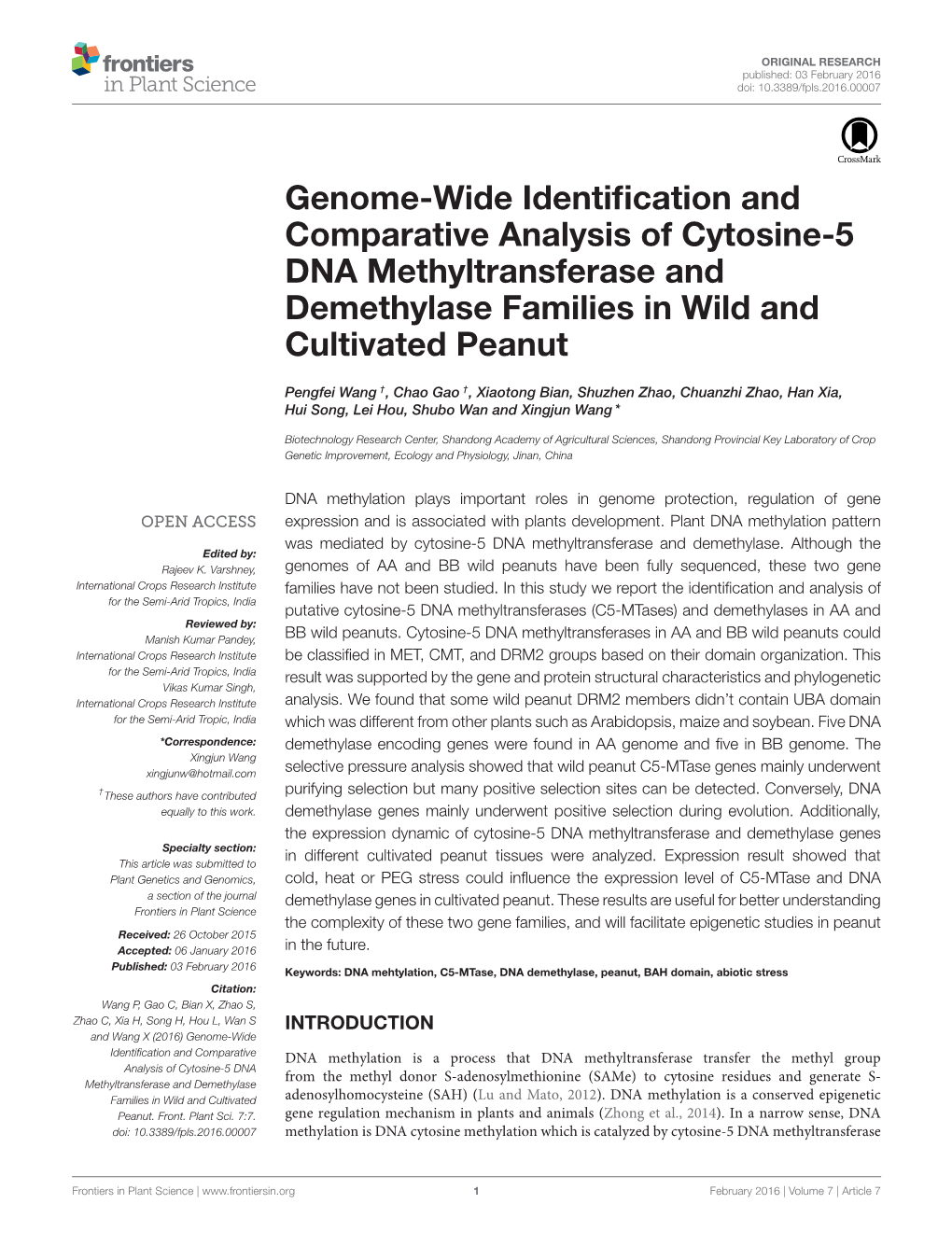 Genome-Wide Identification and Comparative Analysis of Cytosine-5