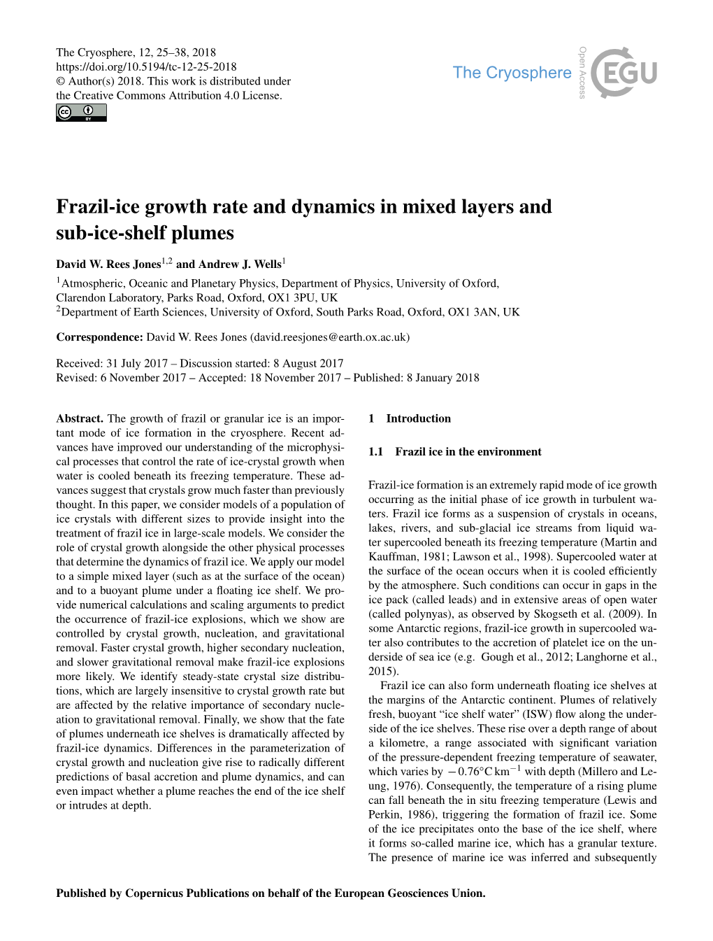 Frazil-Ice Growth Rate and Dynamics in Mixed Layers and Sub-Ice-Shelf Plumes