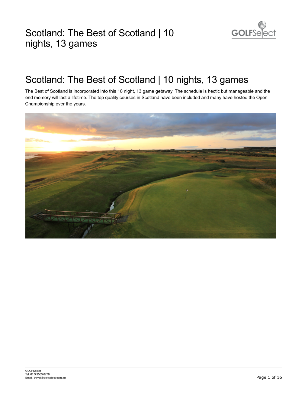 The Best of Scotland | 10 Nights, 13 Games
