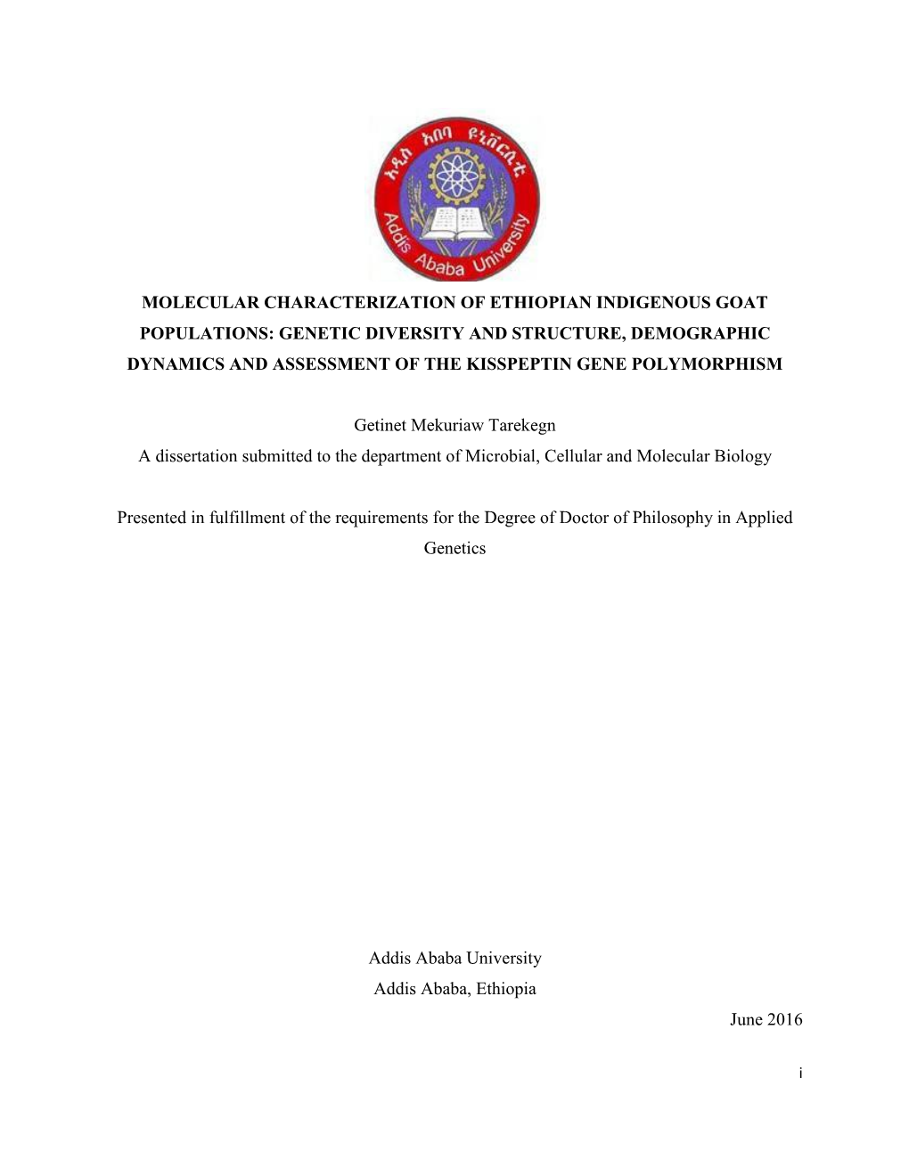 Molecular Characterization of Ethiopian