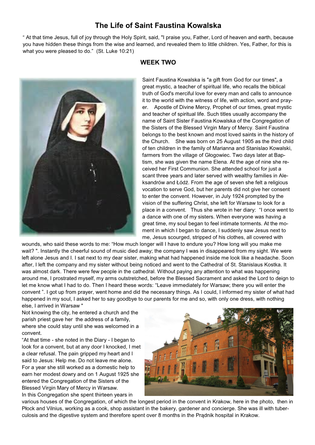 The Life of Saint Faustina Kowalska