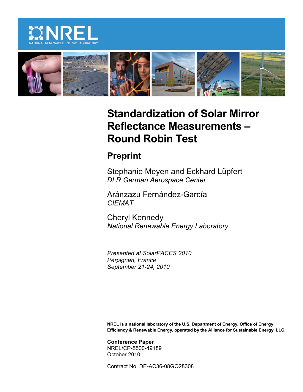 Standardization of Solar Mirror Reflectance Measurements