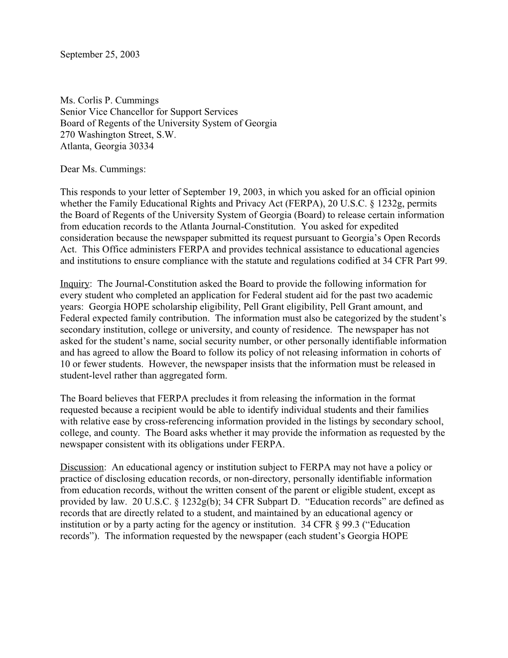 Letter to Georgia Board of Regents Re: Open Records Request (MS Word)