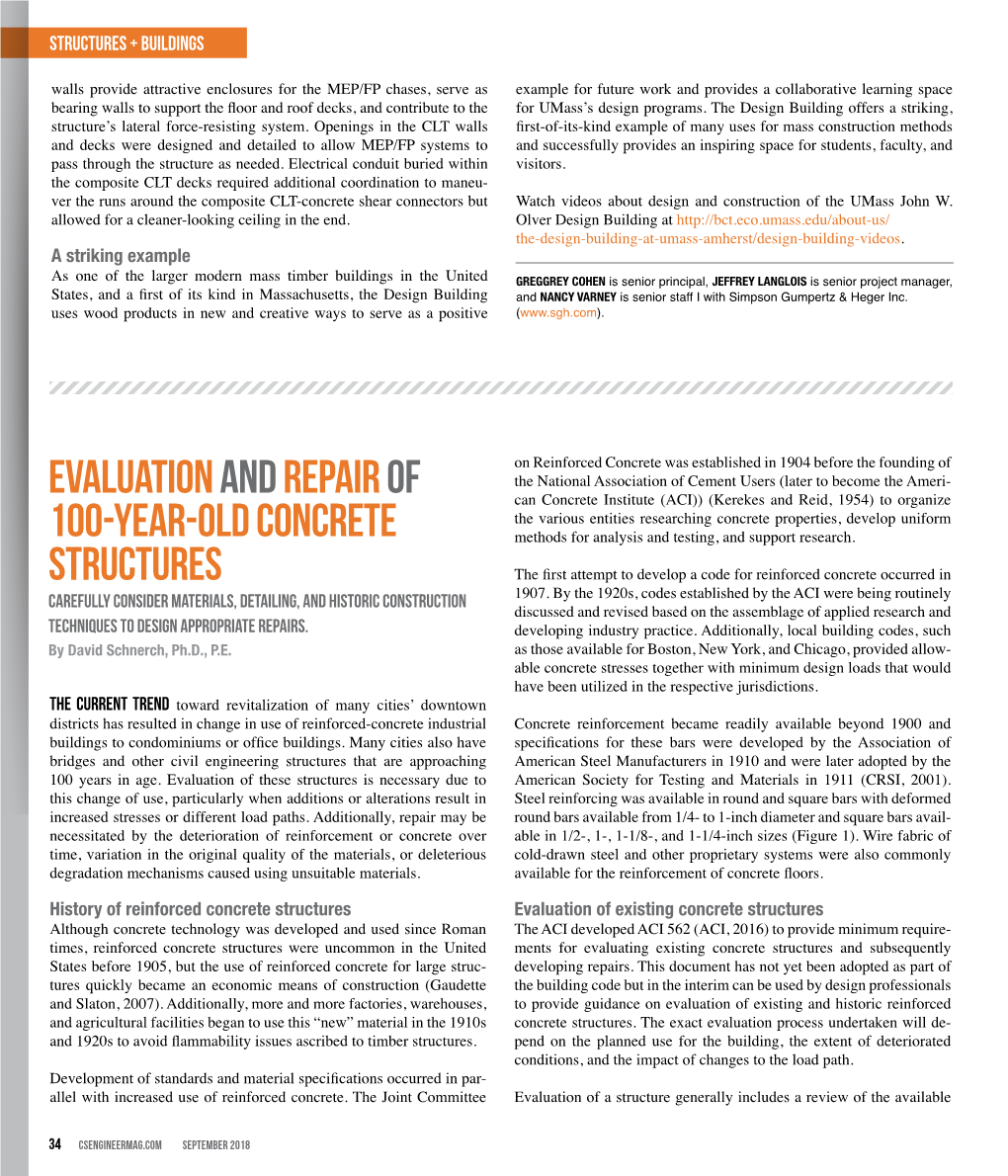 Evaluation and Repair of 100-Year-Old Concrete Structures