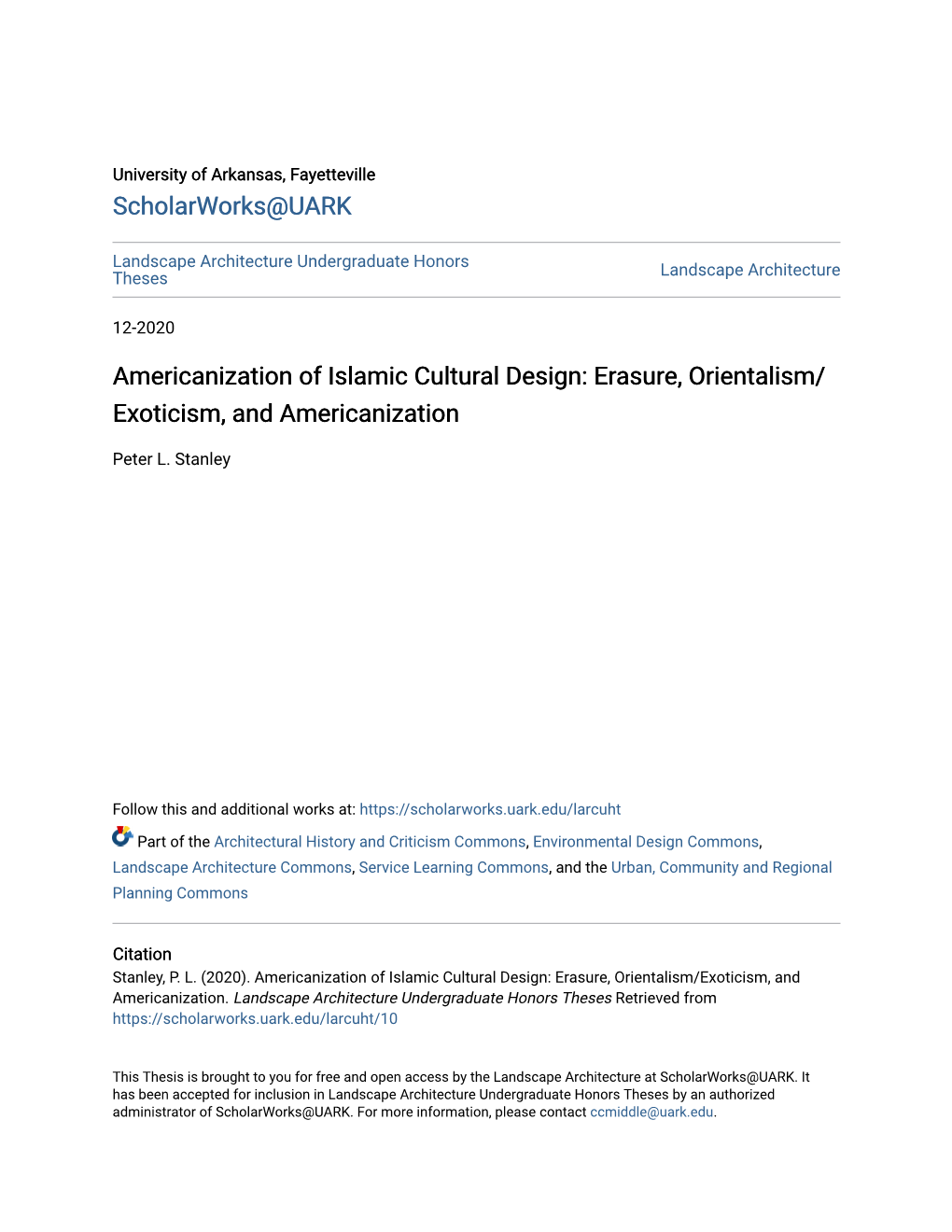Americanization of Islamic Cultural Design: Erasure, Orientalism/Exoticism, and Americanization
