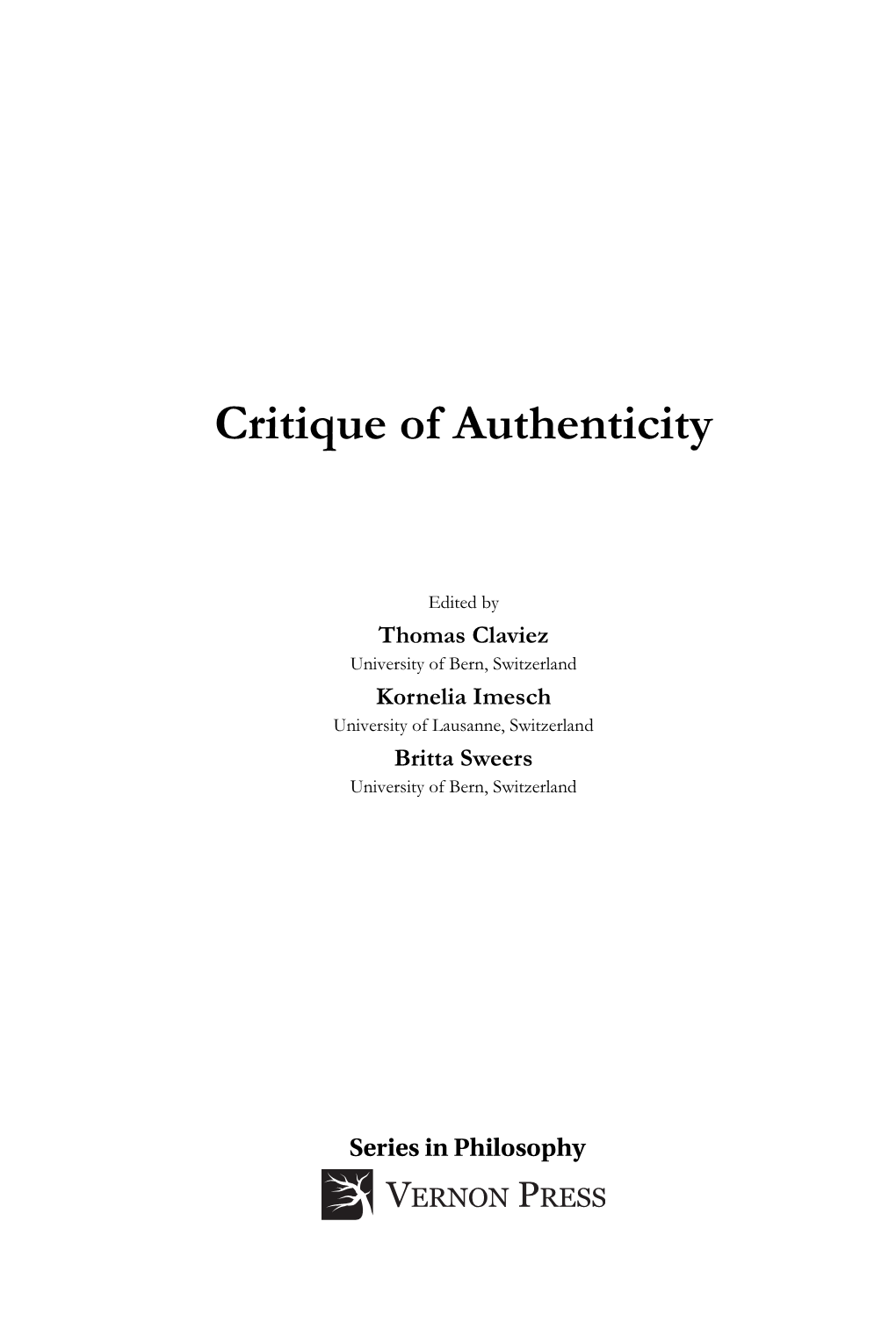 Critique of Authenticity