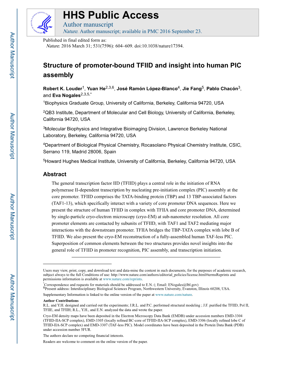 Structure of Promoter-Bound TFIID and Insight Into Human PIC Assembly