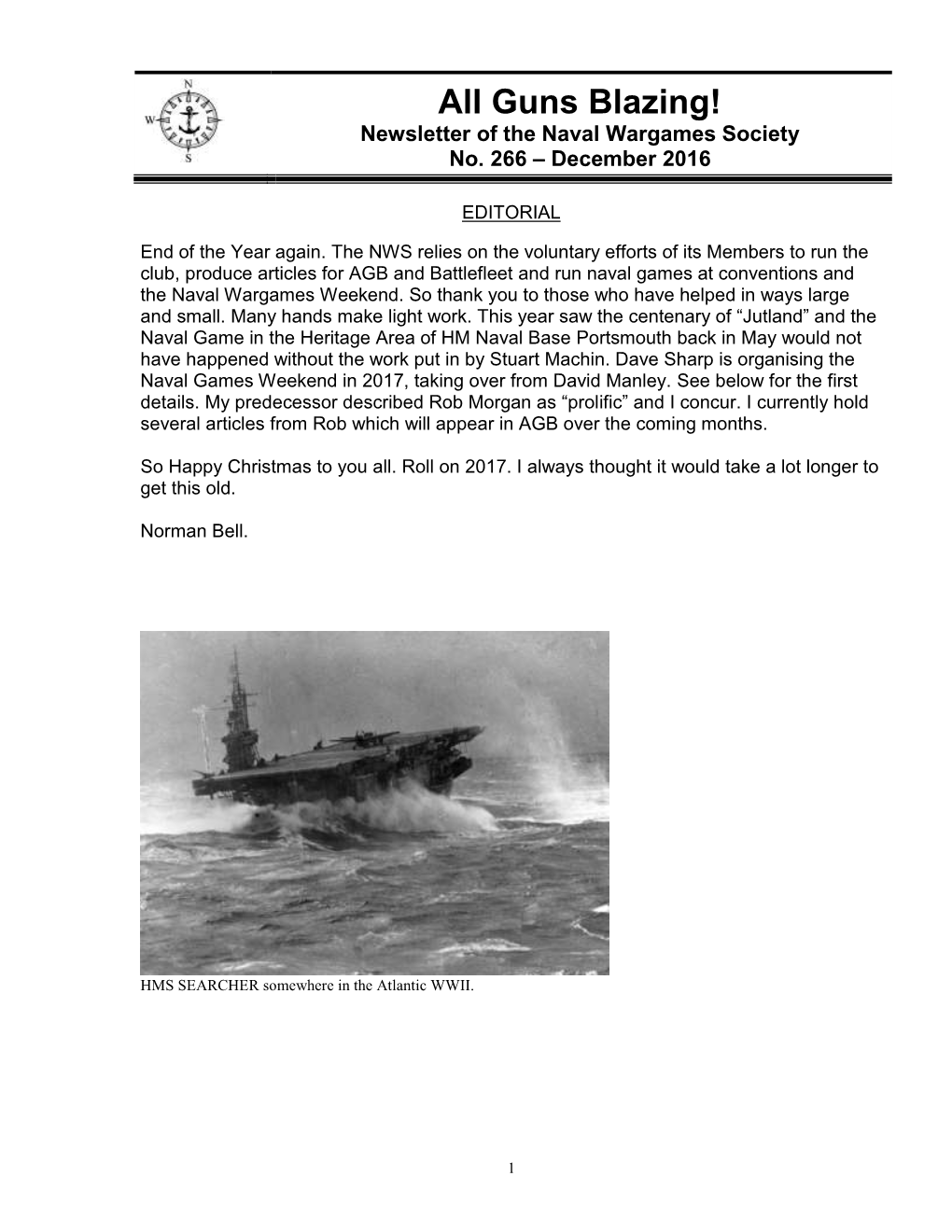 Guns Blazing! Newsletter of the Naval Wargames Society No