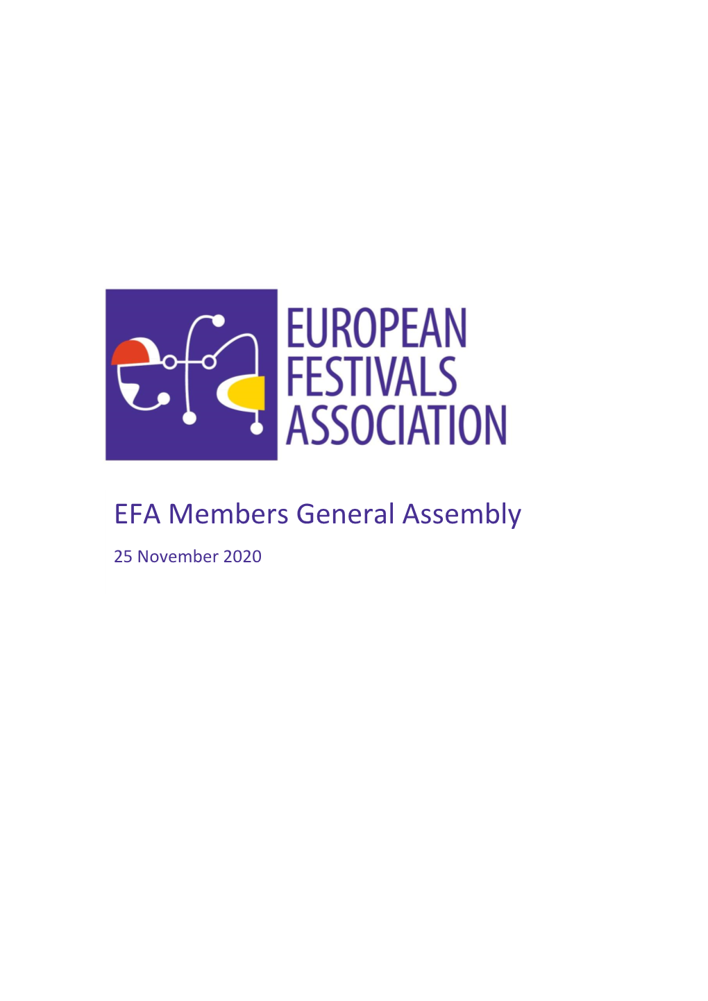 EFA Members General Assembly 25 November 2020 Contents Agenda