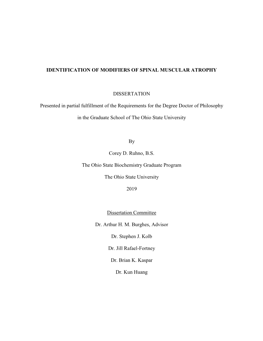 Identification of Modifiers of Spinal Muscular Atrophy