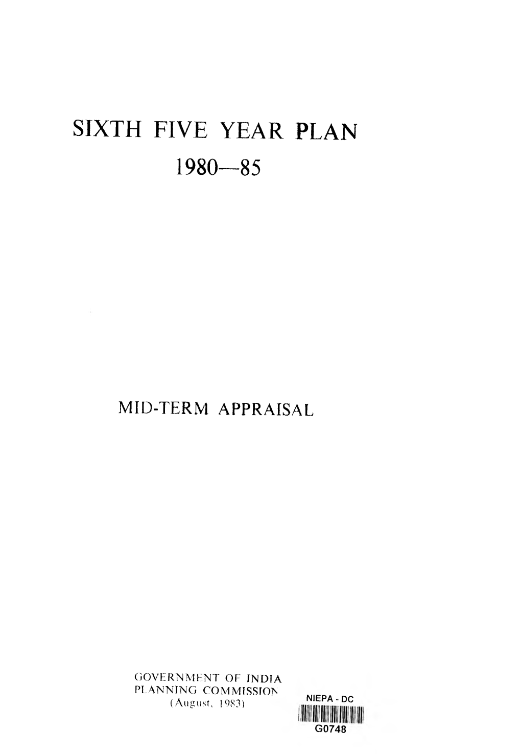 Sixth Five Year Plan 1980— 85