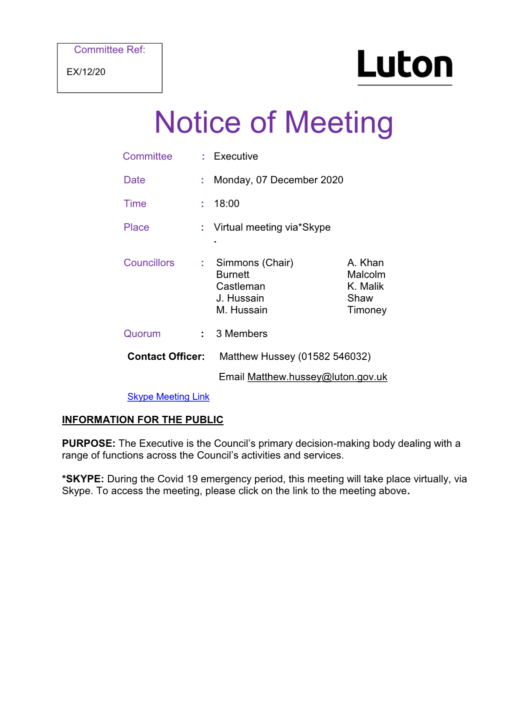 Notice of Meeting