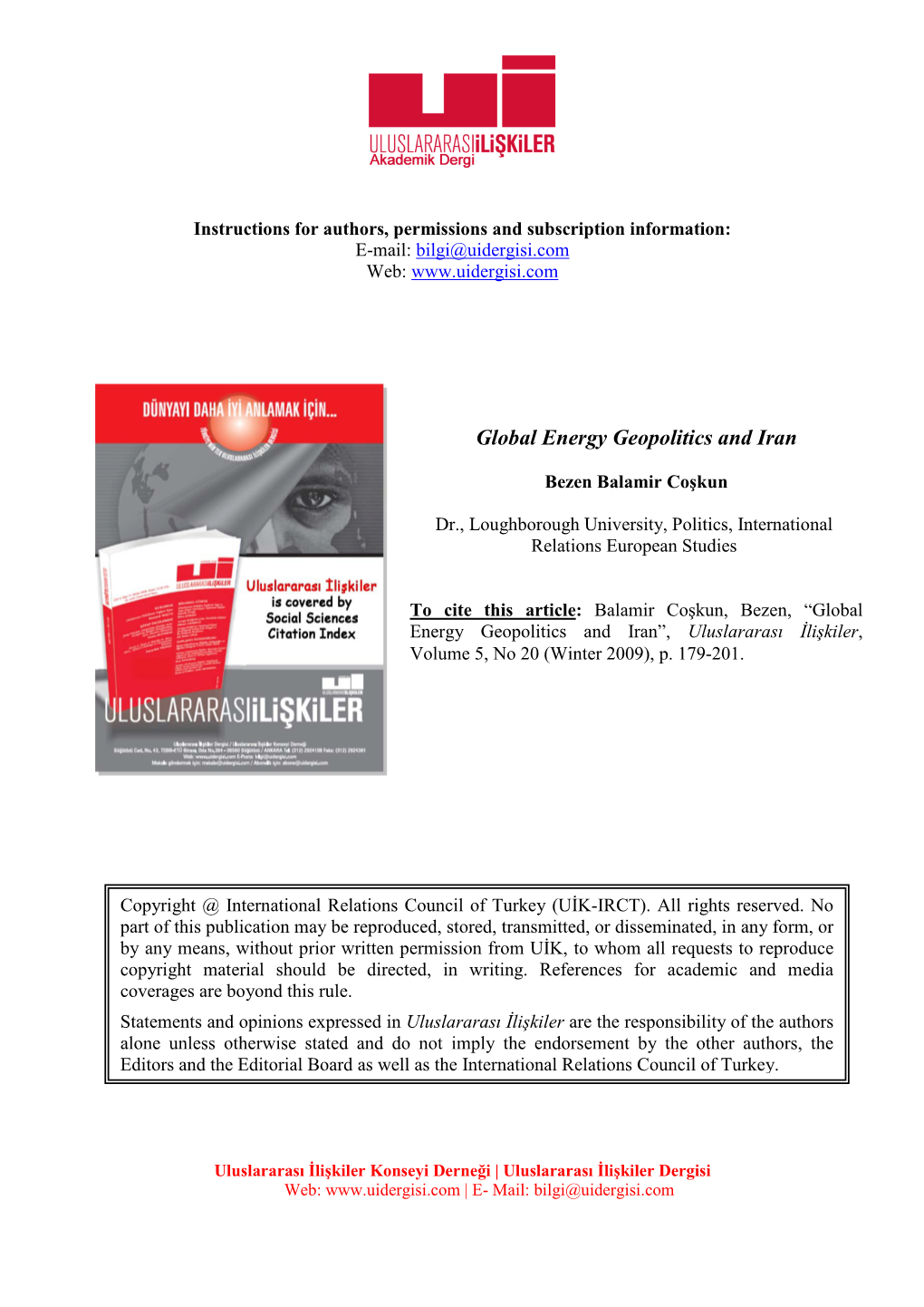 Global Energy Geopolitics and Iran