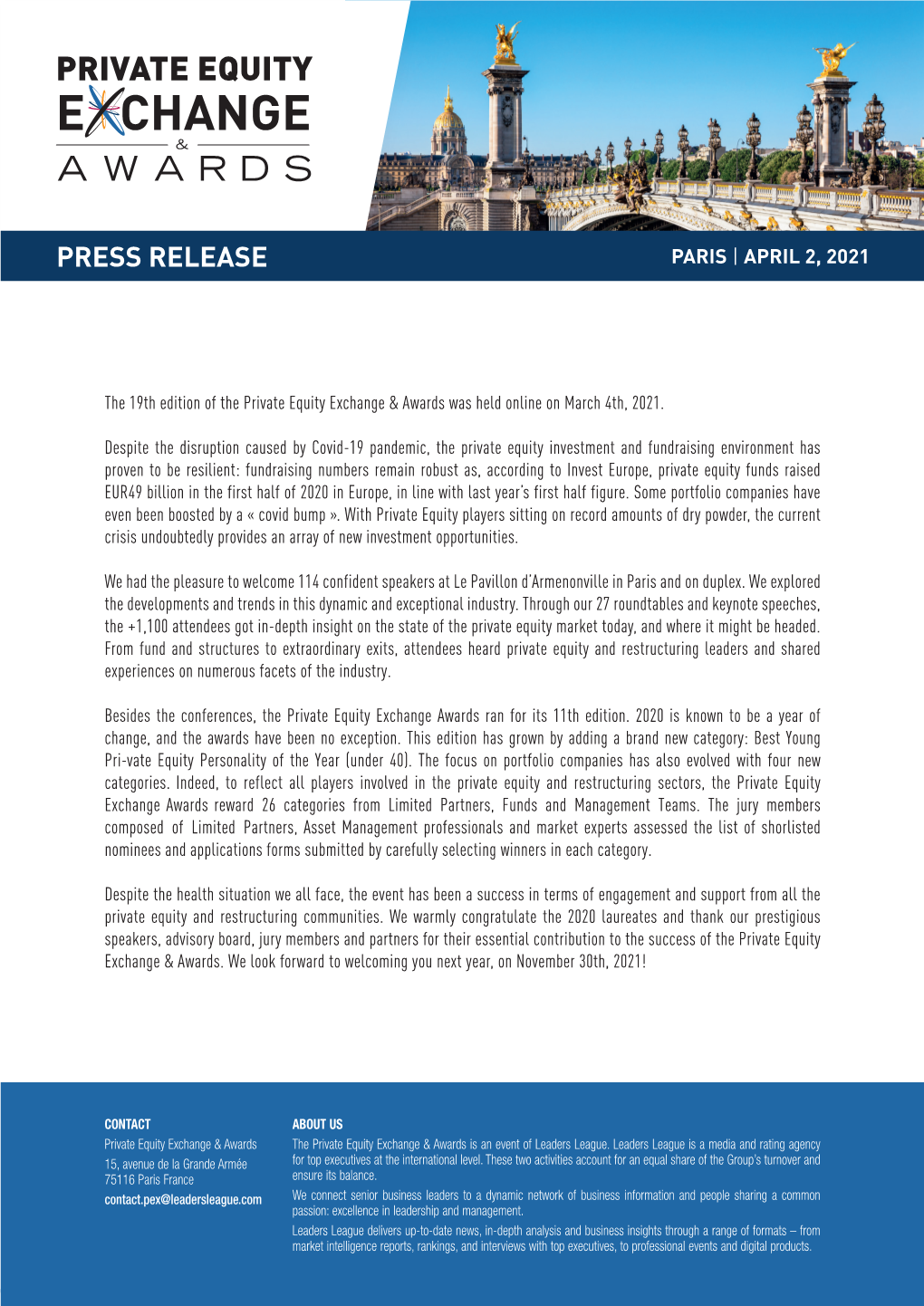Press Release Paris | April 2, 2021