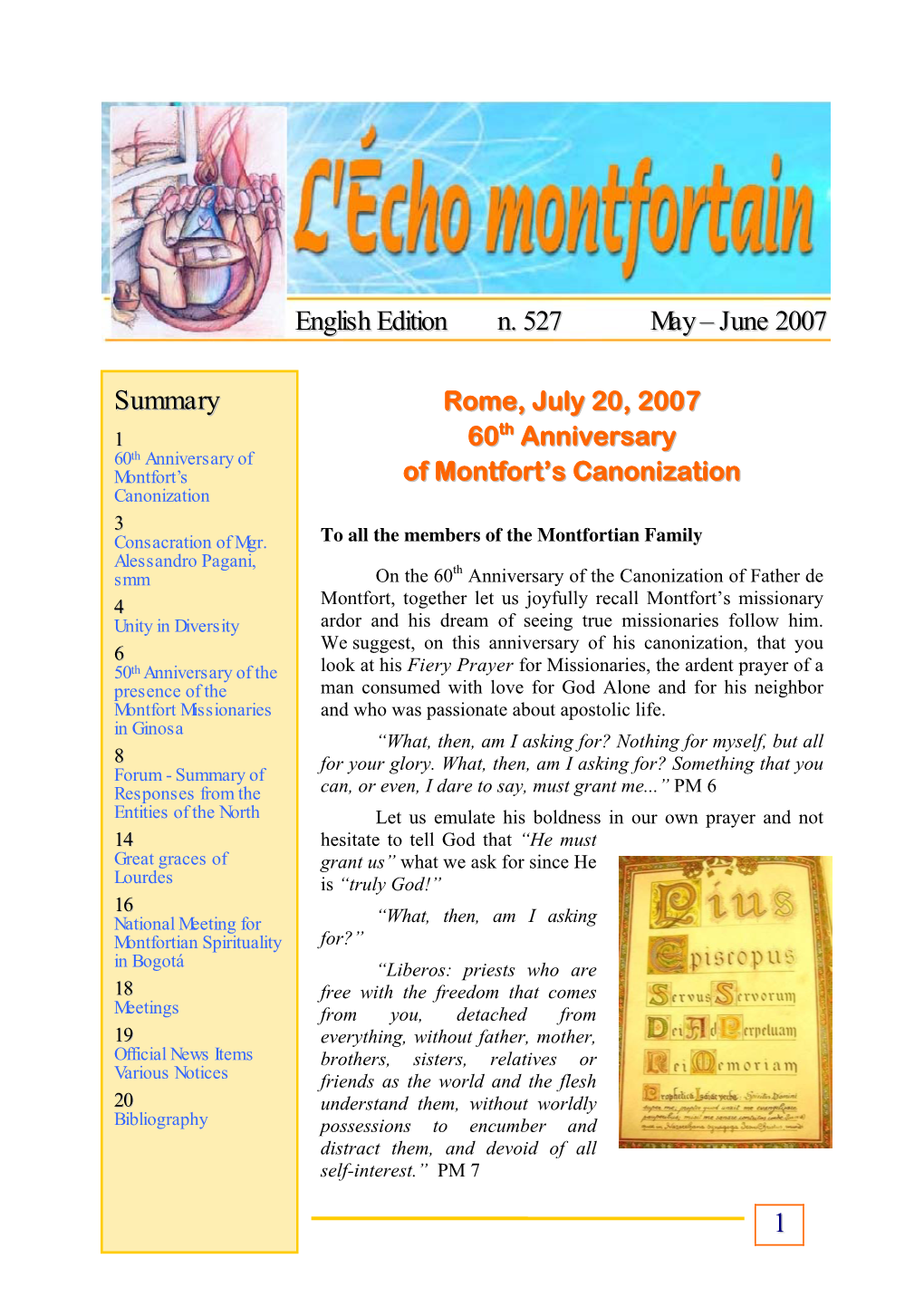 1 Summary English Edition N. 527 May – June 2007