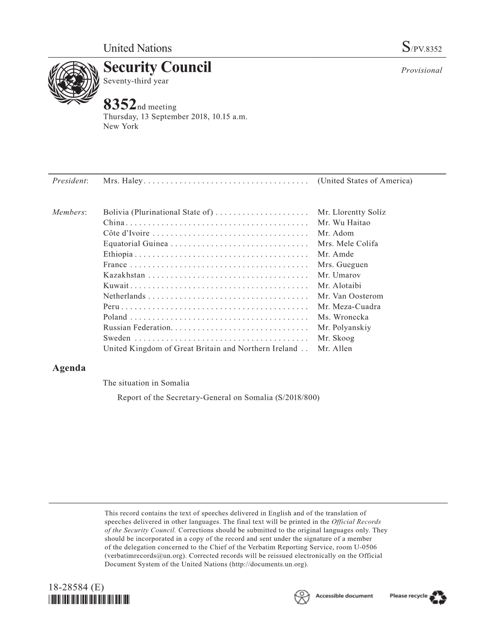 S/PV.8352 the Situation in Somalia 13/09/2018