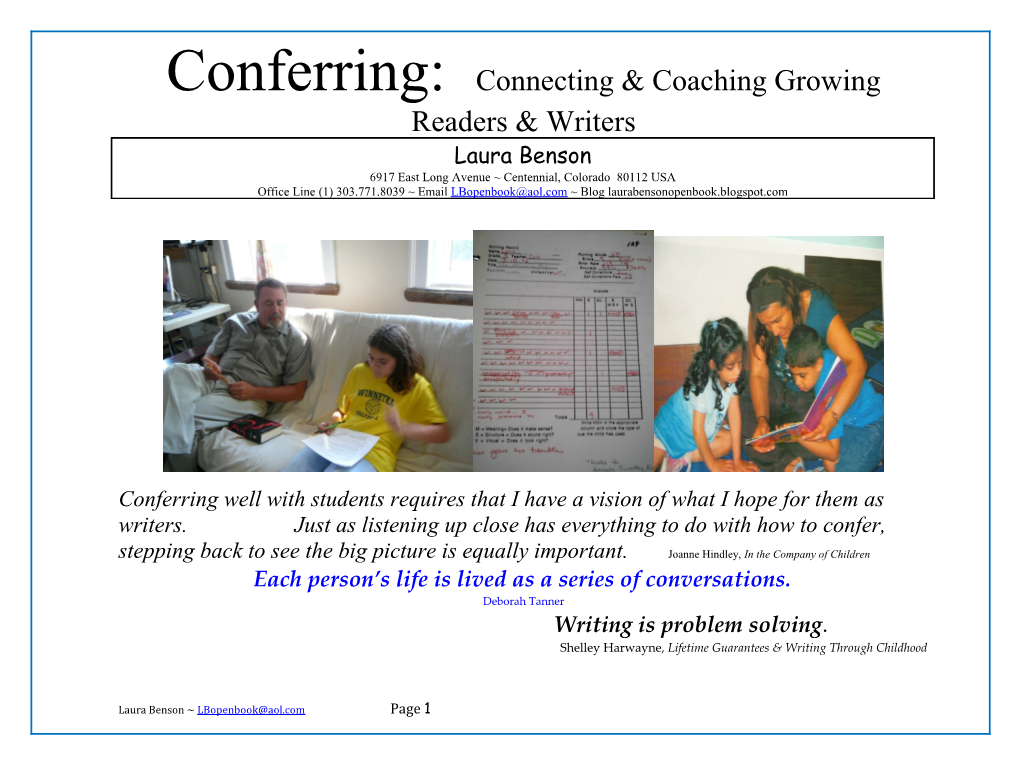 Conferring: Connecting & Coaching Growing Readers & Writers