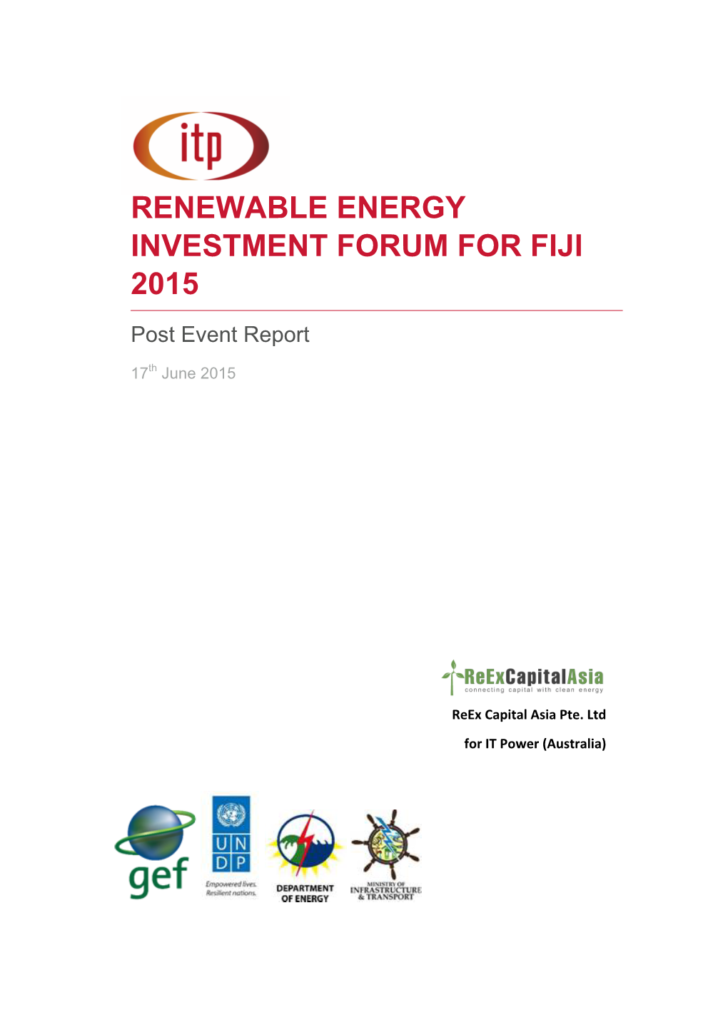 Renewable Energy Investment Forum for Fiji 2015