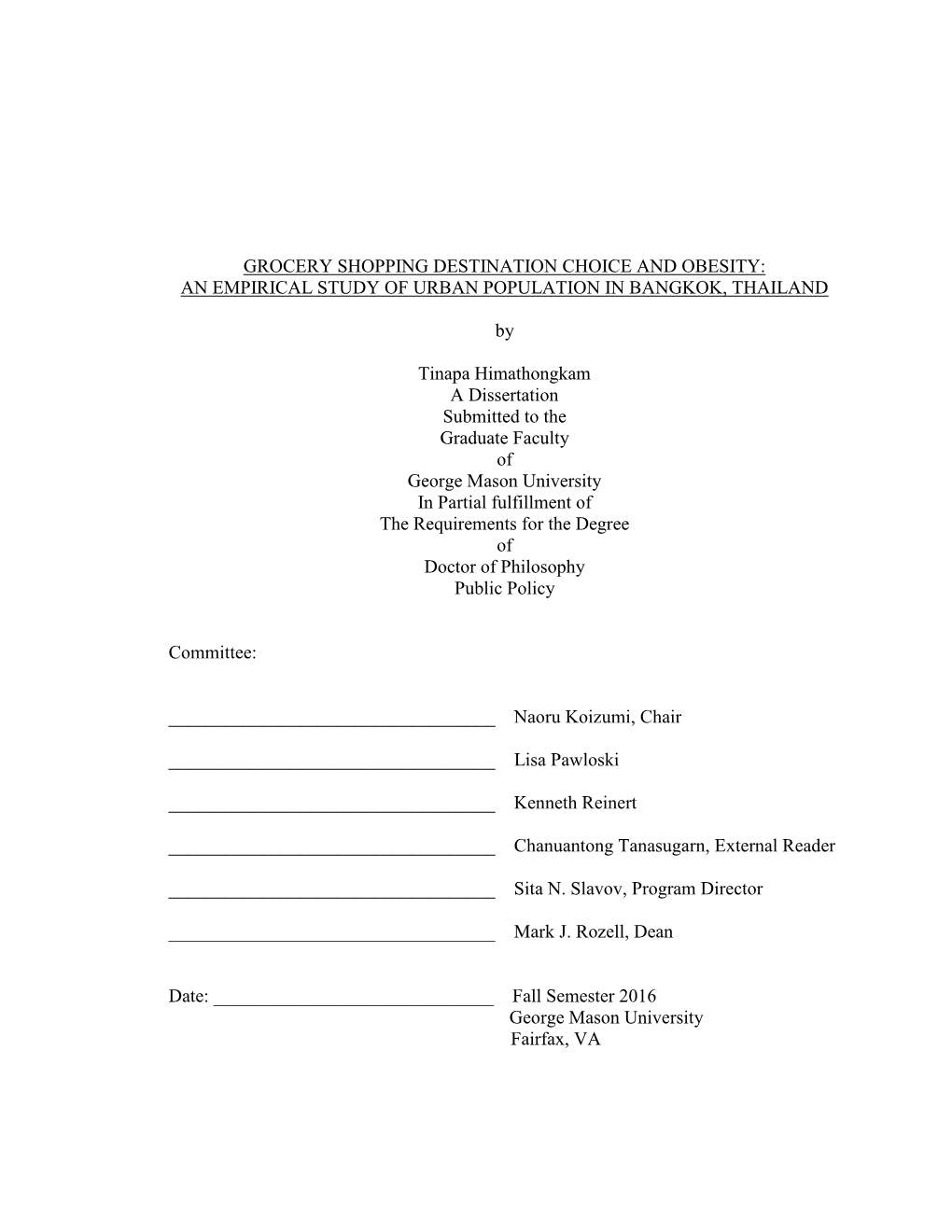 Grocery Shopping Destination Choice and Obesity: an Empirical Study of Urban Population in Bangkok, Thailand