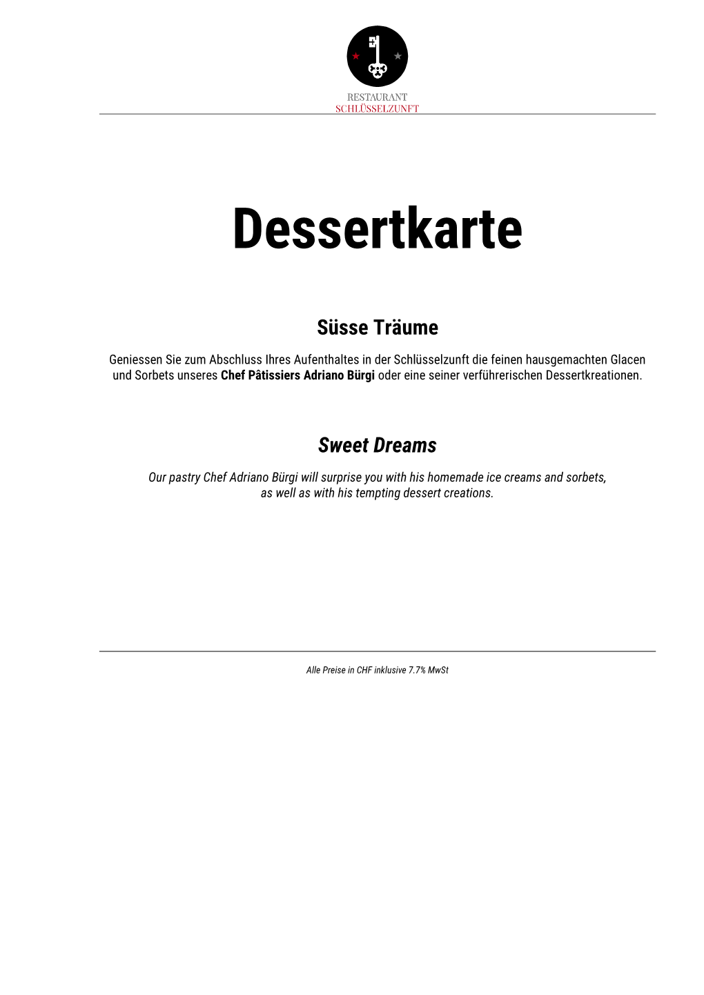 Dessertkarte