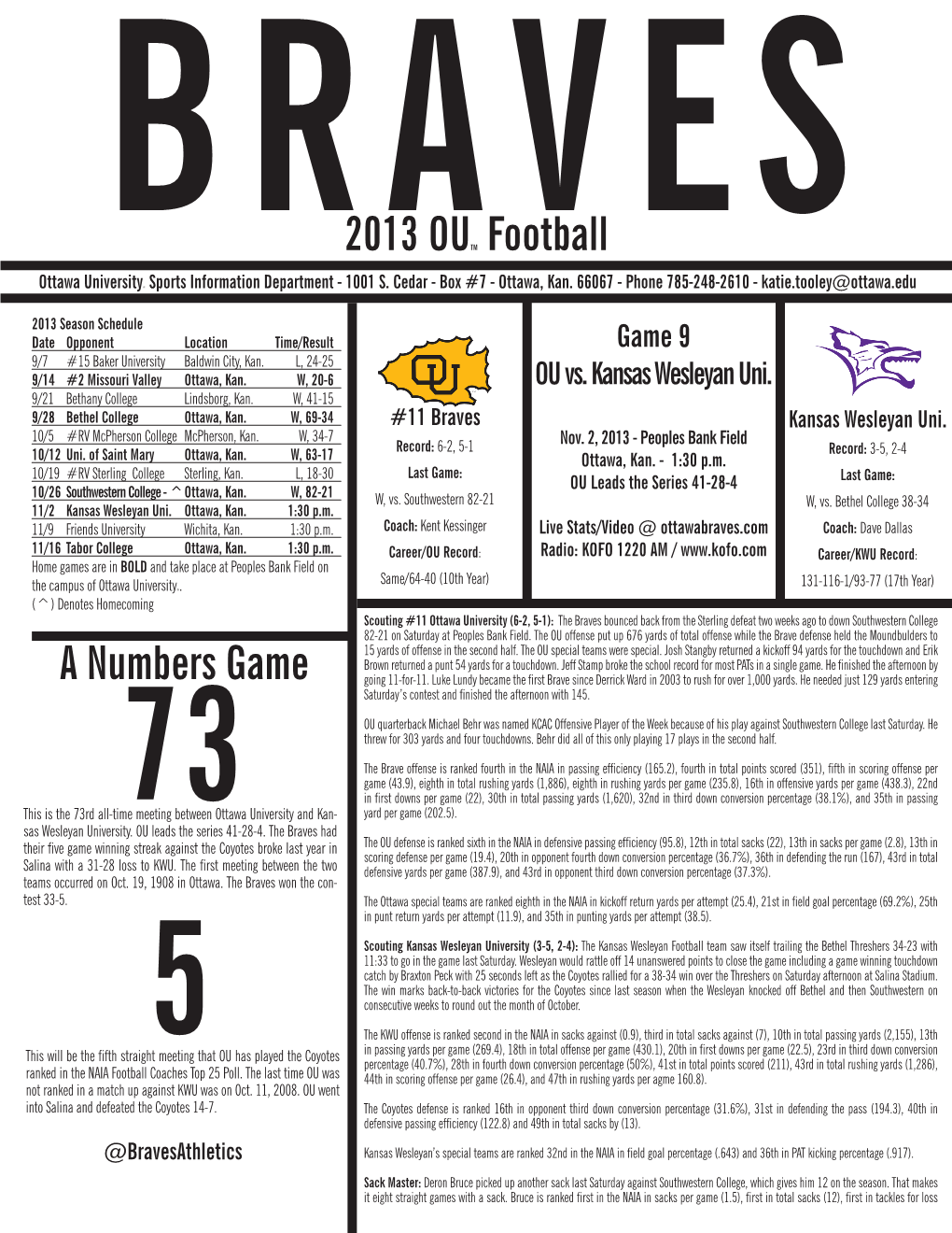 2013 OUTM Football a Numbers Game