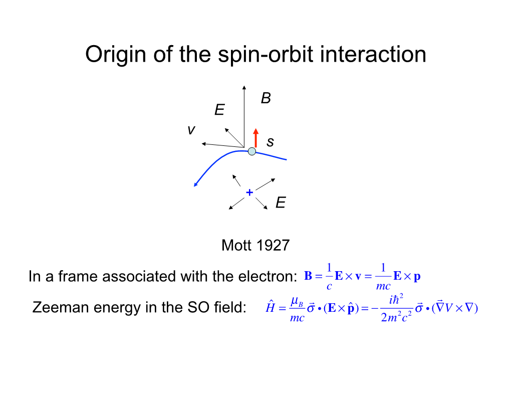 Origin of the Spin-Orbit Interaction
