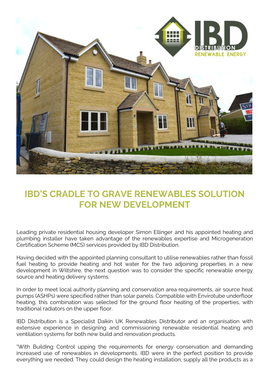 Ibd's Cradle to Grave Renewables Solution for New Development