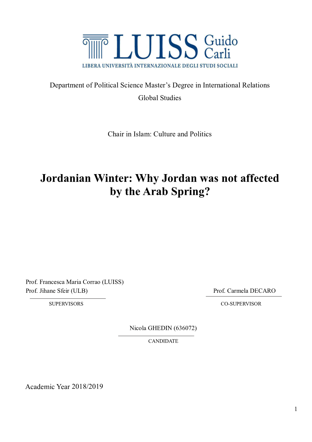 Jordanian Winter: Why Jordan Was Not Affected by the Arab Spring?