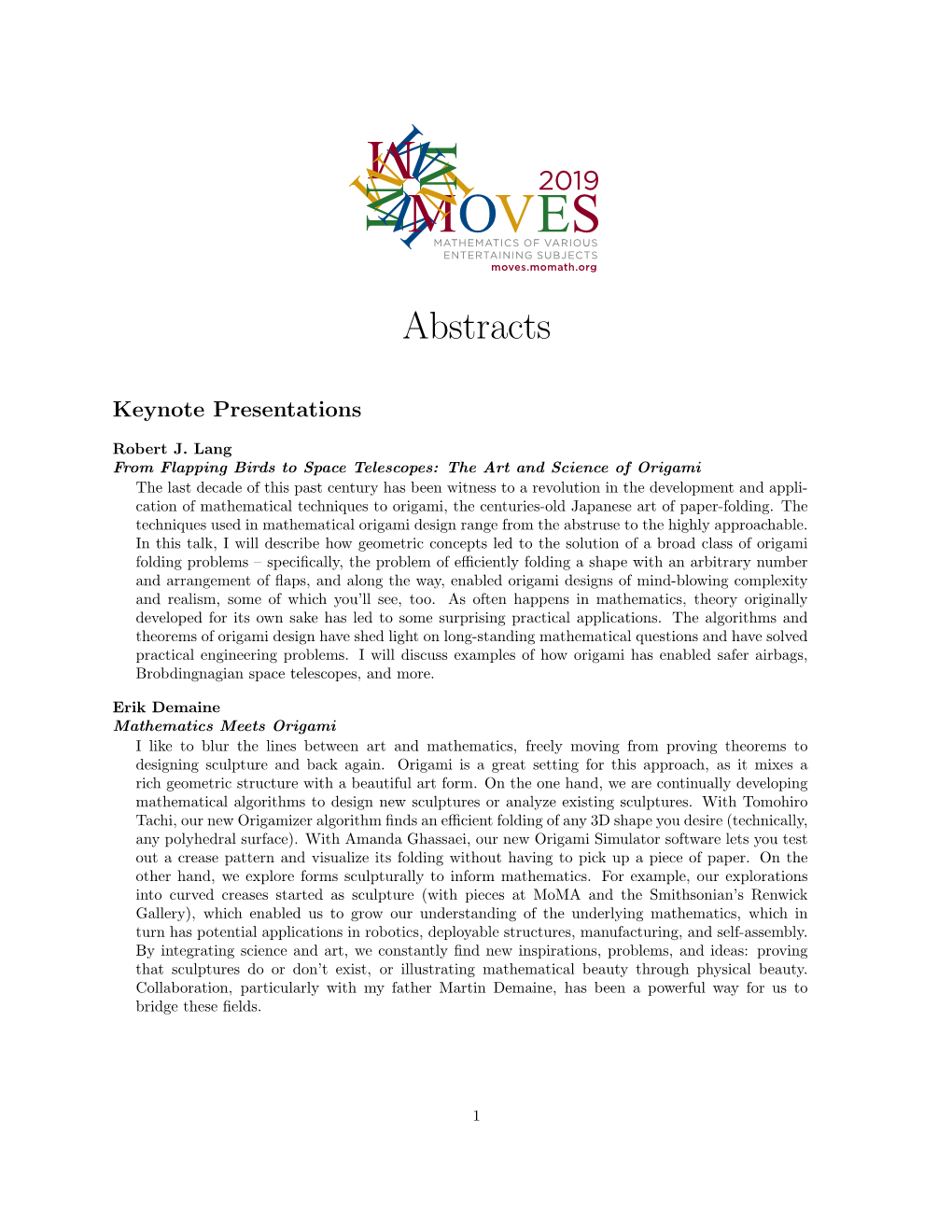 Download the MOVES 2019 Abstracts