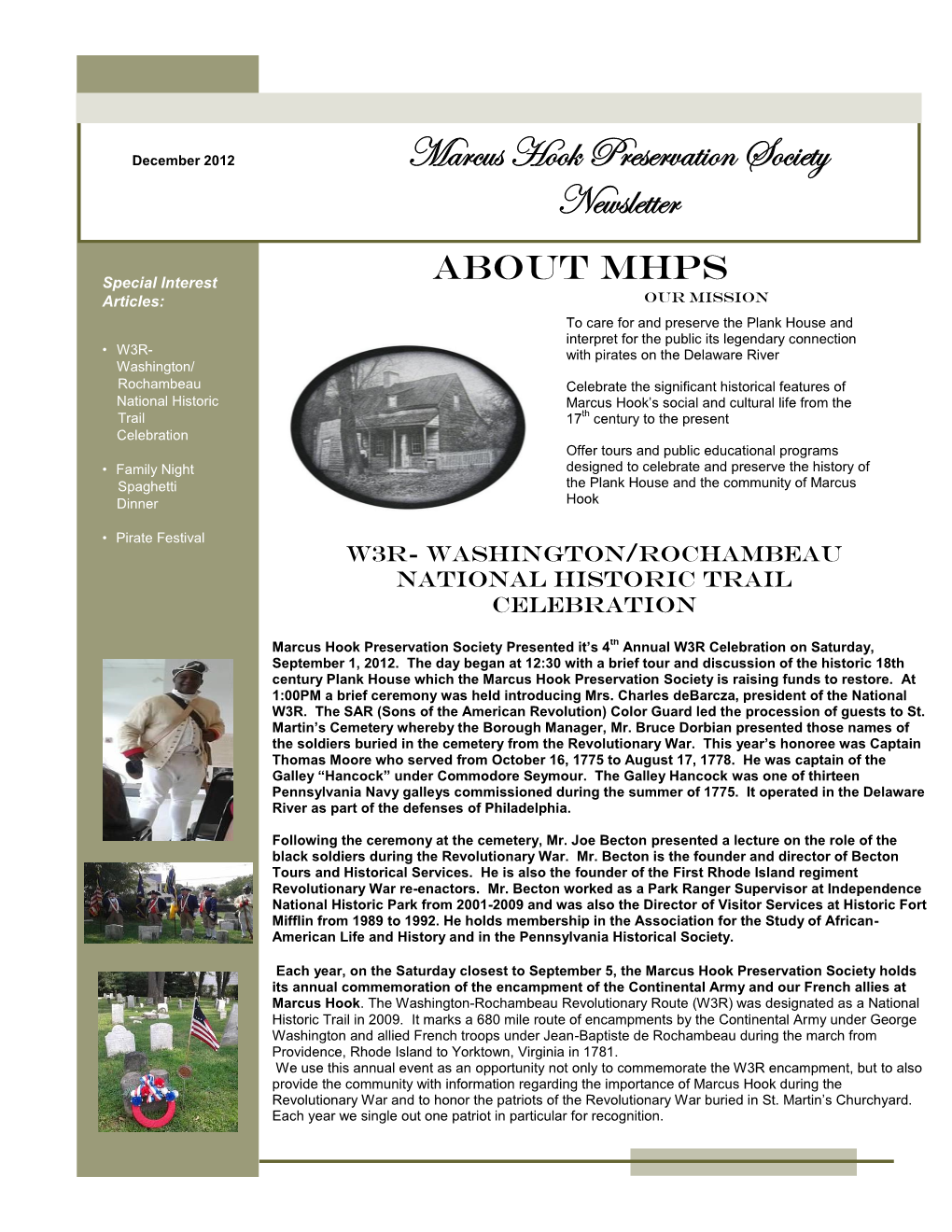 Marcus Hook Preservation Society Newsletter