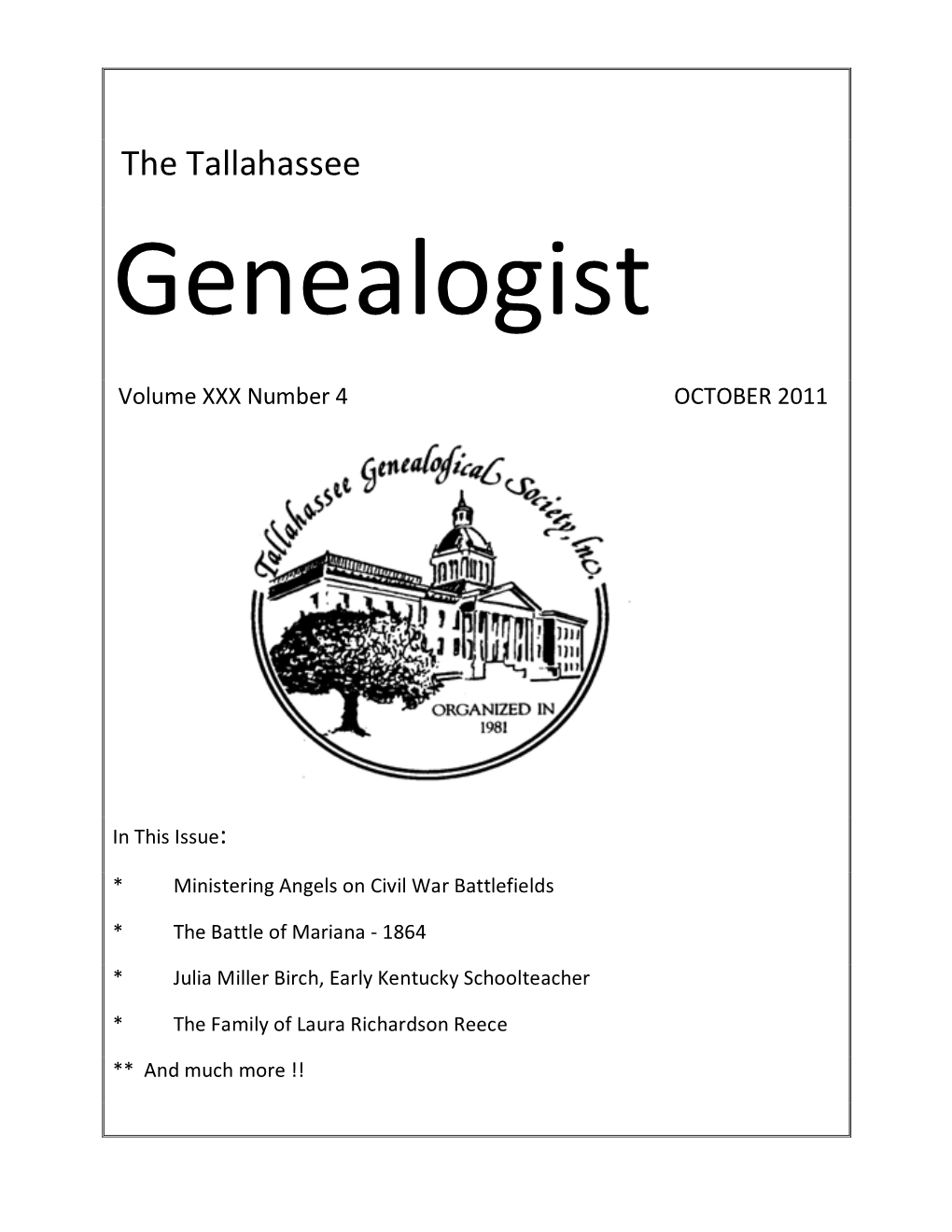 The Tallahassee Genealogist