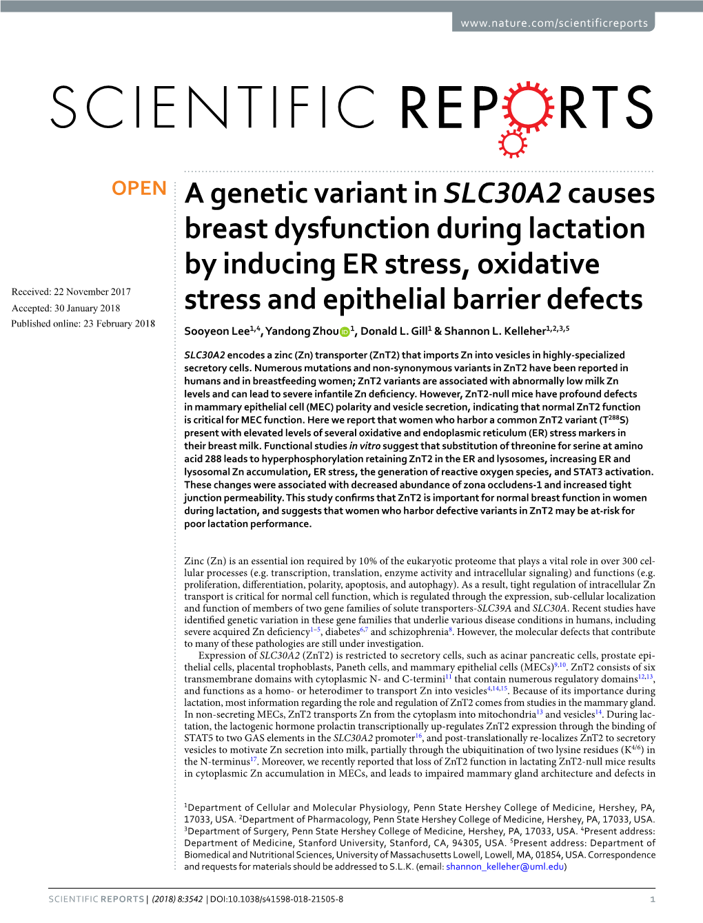 A Genetic Variant in SLC30A2 Causes Breast Dysfunction During Lactation