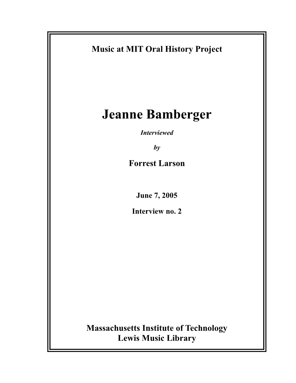 Jeanne Bamberger