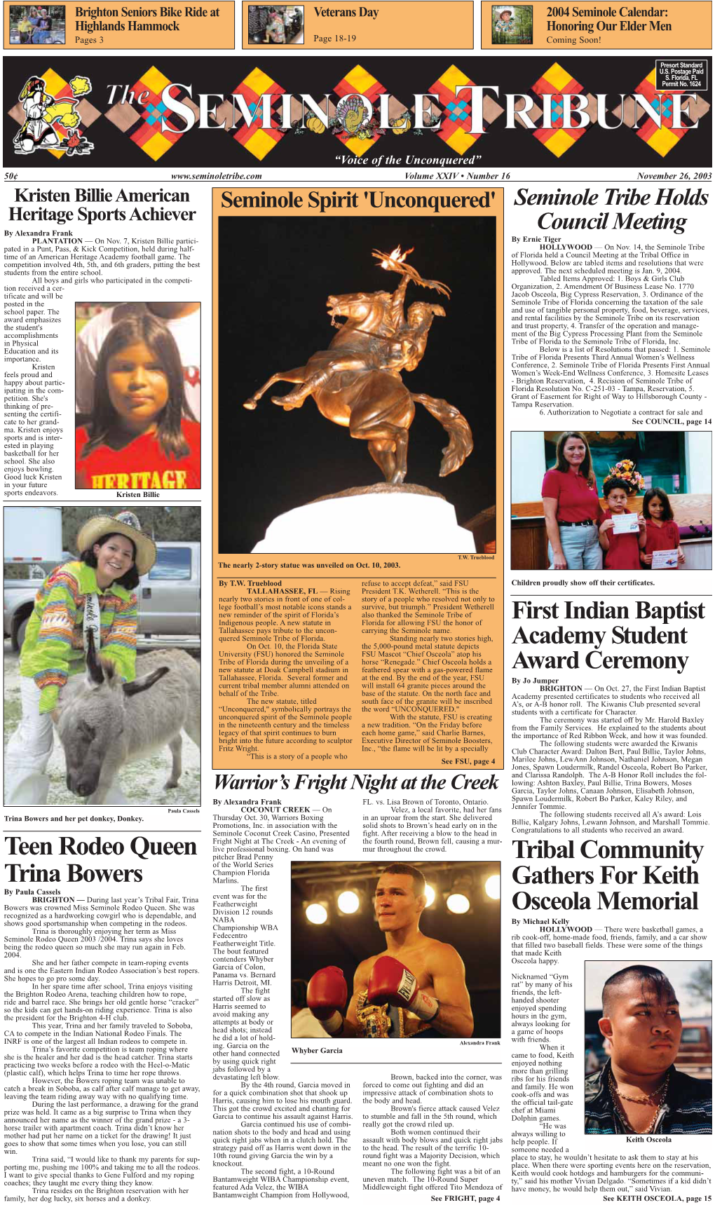 Teen Rodeo Queen Trina Bowers Tribal Community Gathers for Keith Osceola Memorial