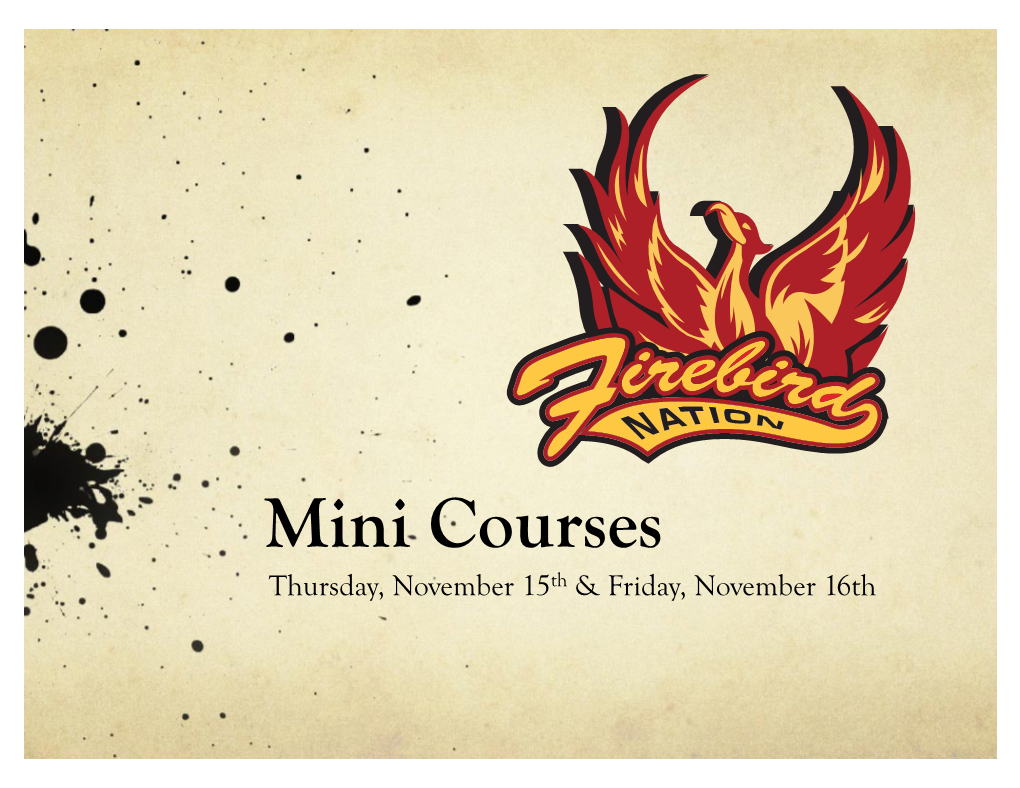 Fall 2018 Mini Courses Catalog