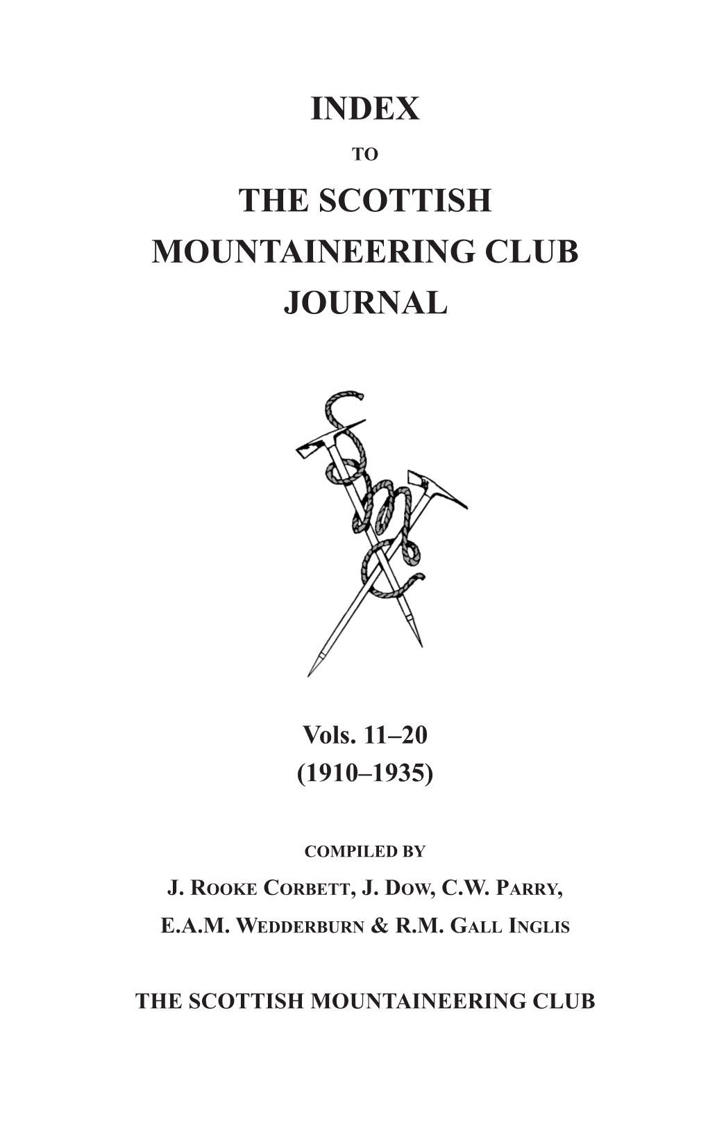 Index the Scottish Mountaineering Club Journal