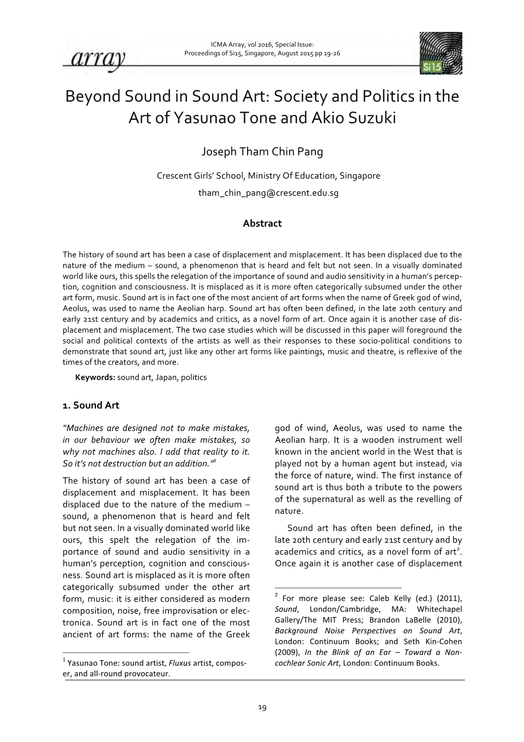 Society and Politics in the Art of Yasunao Tone and Akio Suzuki